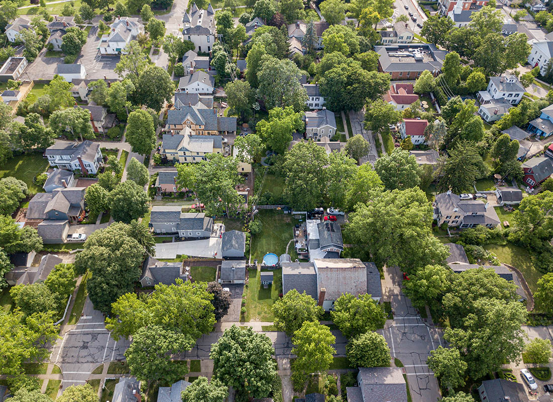 Fairfield, OH - Aerial View of Ohio Residential Homes on a Sunny Day
